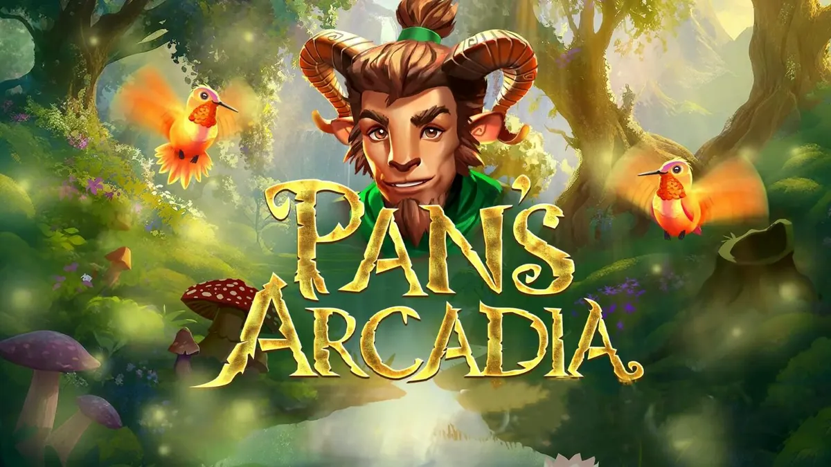 Pemandangan hutan mitologi Yunani dalam slot Pan's Arcadia